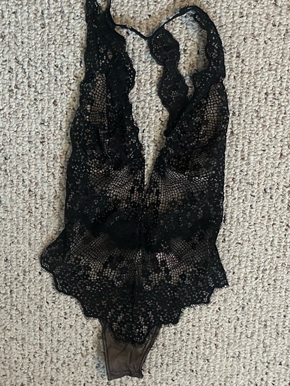 Victoria's Secret‎ Black Lace Halter Bodysuit Chemise XS